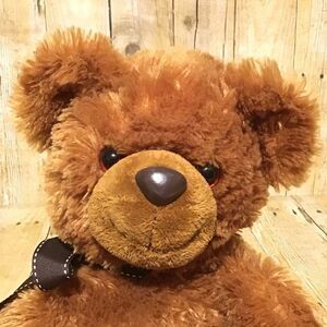 Aurora World‎ Brown Teddy Bear Plush Stuffed Animal Brown Bow 10.5”